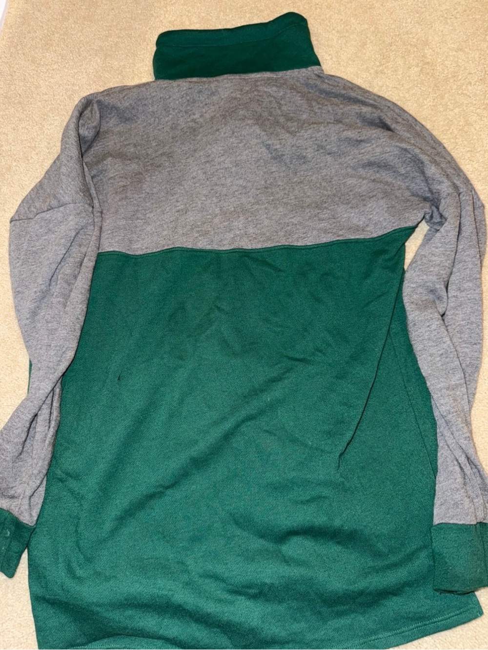PINK Victoria's Secret Green and Gray MSU Spartans Quarter-Zip Pullover - Picture 3 of 3